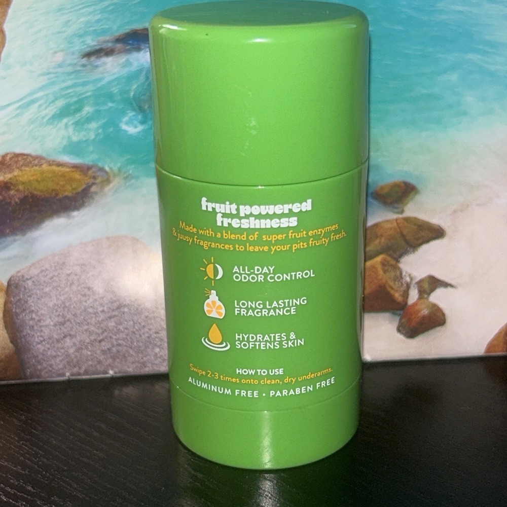 Juus Super Fruit Enzymes Green Tangerine Deodorant Aluminum Free 2.6 oz Stick - Picture 2 of 2